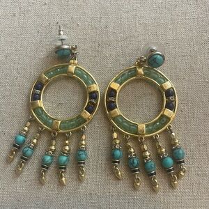 Stella & Dot  Gold and Turquoise Dangle Earrings